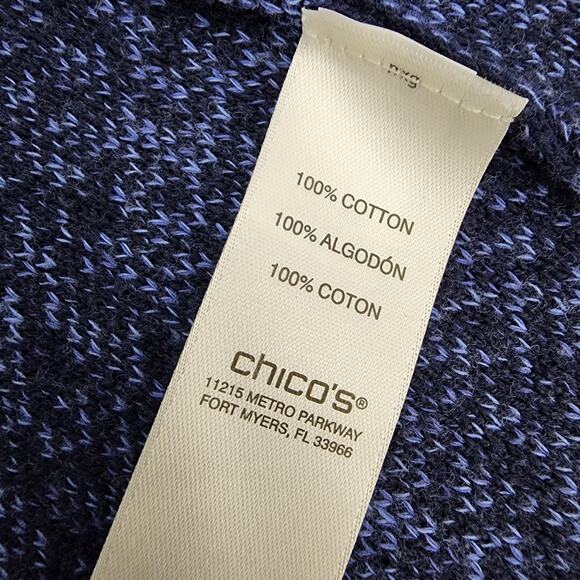 Chico's Cardigan Sweater Womens Size 2 Large Navy Blue Ombre Chevron Knit Open - Picture 10 of 12